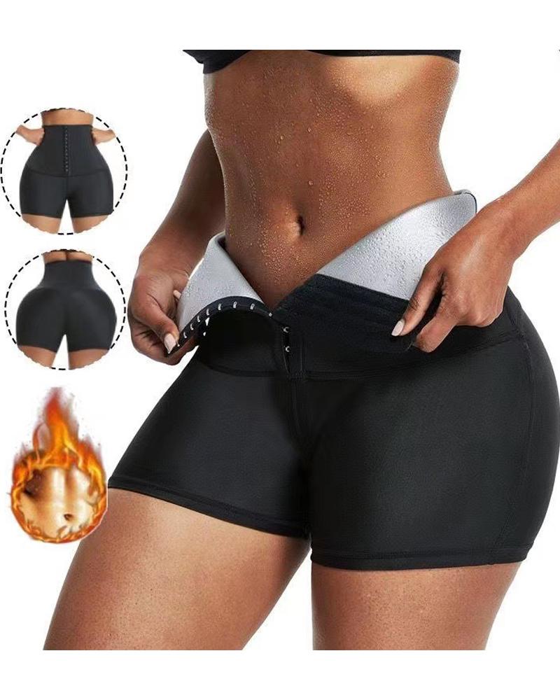 

Sweat Sauna Shapewear Tummy Control Waist Trainer Shorts Yoga Fitness Workout Body Shaper, Silver