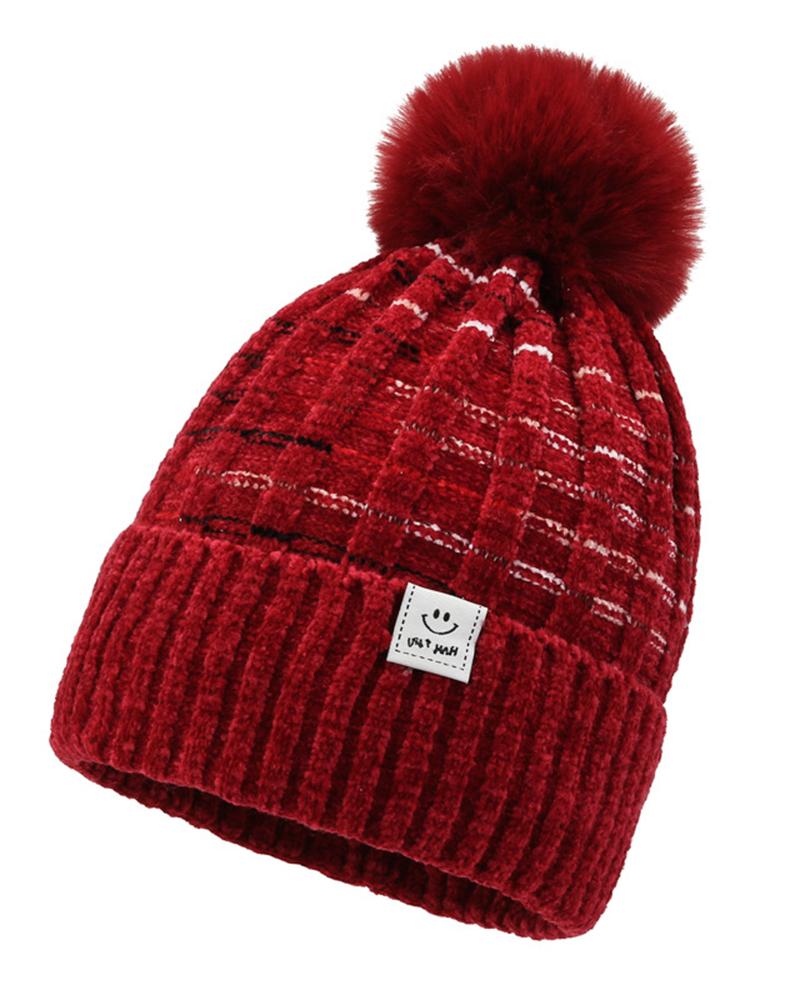 

Pom Pom Cosy Warm Winter Knit Beanie Hat, Wine red