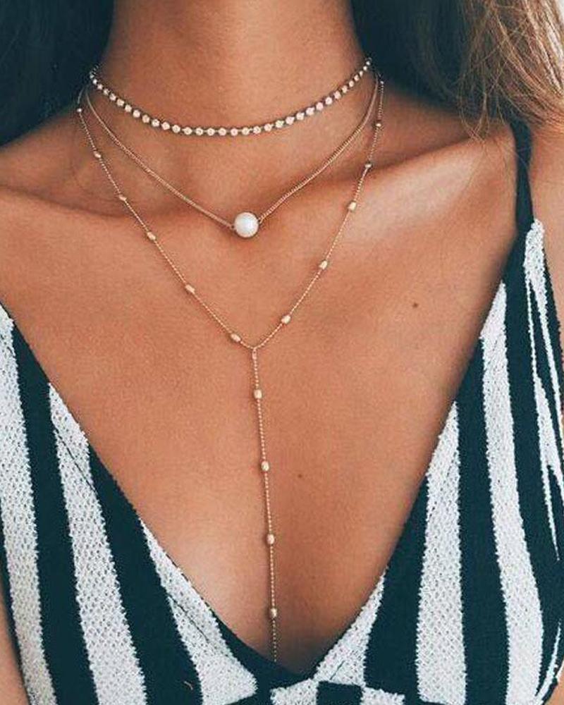 

Claw Chain Pearl Tassel Long Necklace, Gold