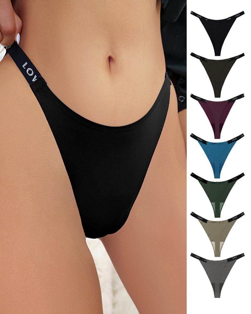 Love Letter Print Patchwork Thong Panty