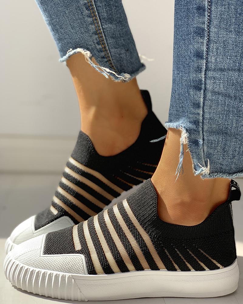 

Hollow Out Patchwork Casual Sneakers, Black