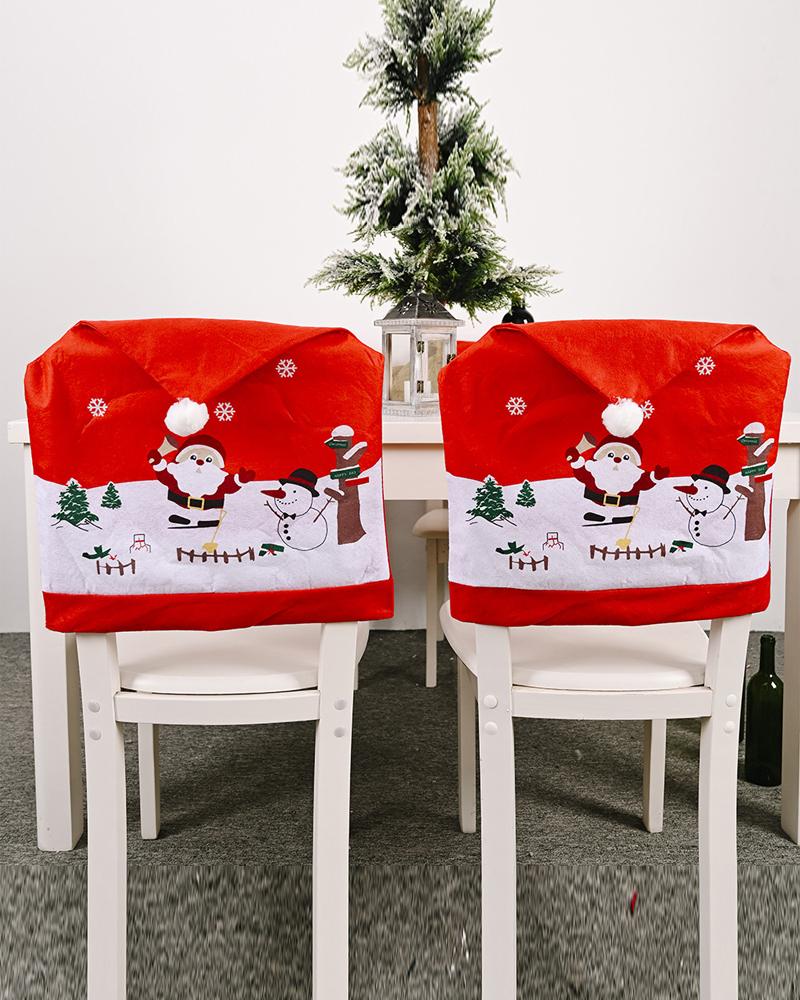 

1pc Christmas Dining Chair Cover Dinner Chair Slipcover Christmas Chair Seat Back Cover Protector Holidays Home Party Decoration, Red