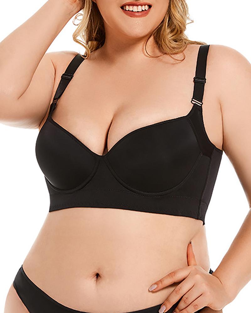 

Plus Size Full Coverage Wireless Lifting Seamless Bra, Black