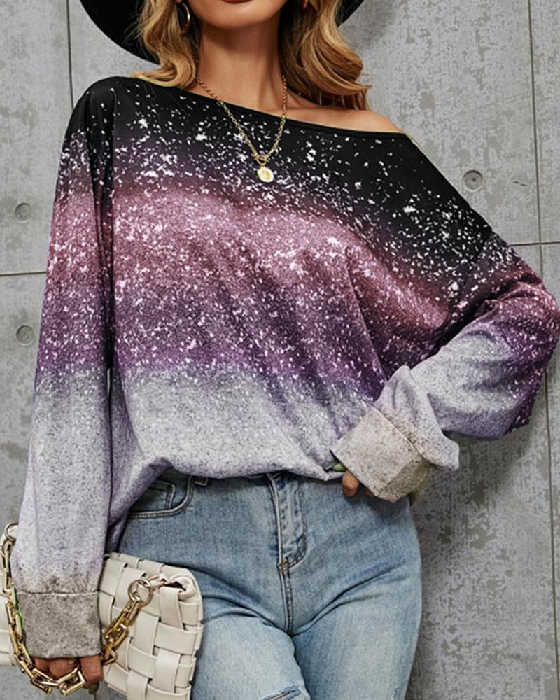

Plus Size Ombre Long Sleeve Top, Purple