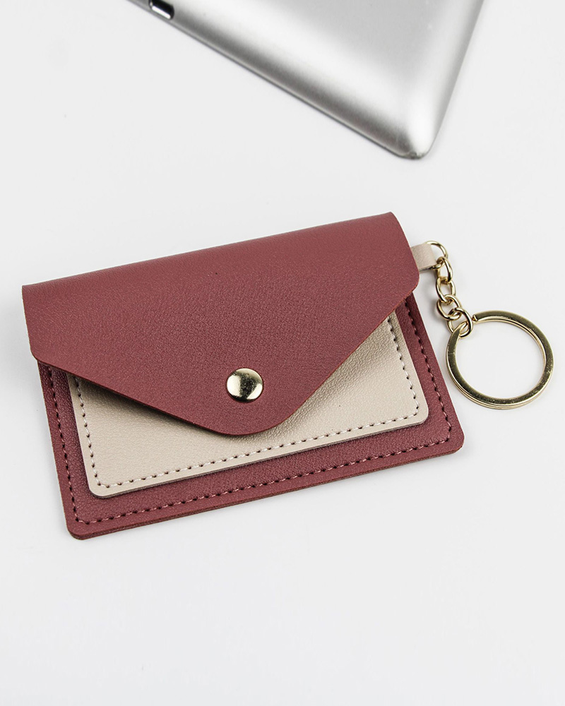 

Colorblock Minimalist Credit Card Wallet, Red