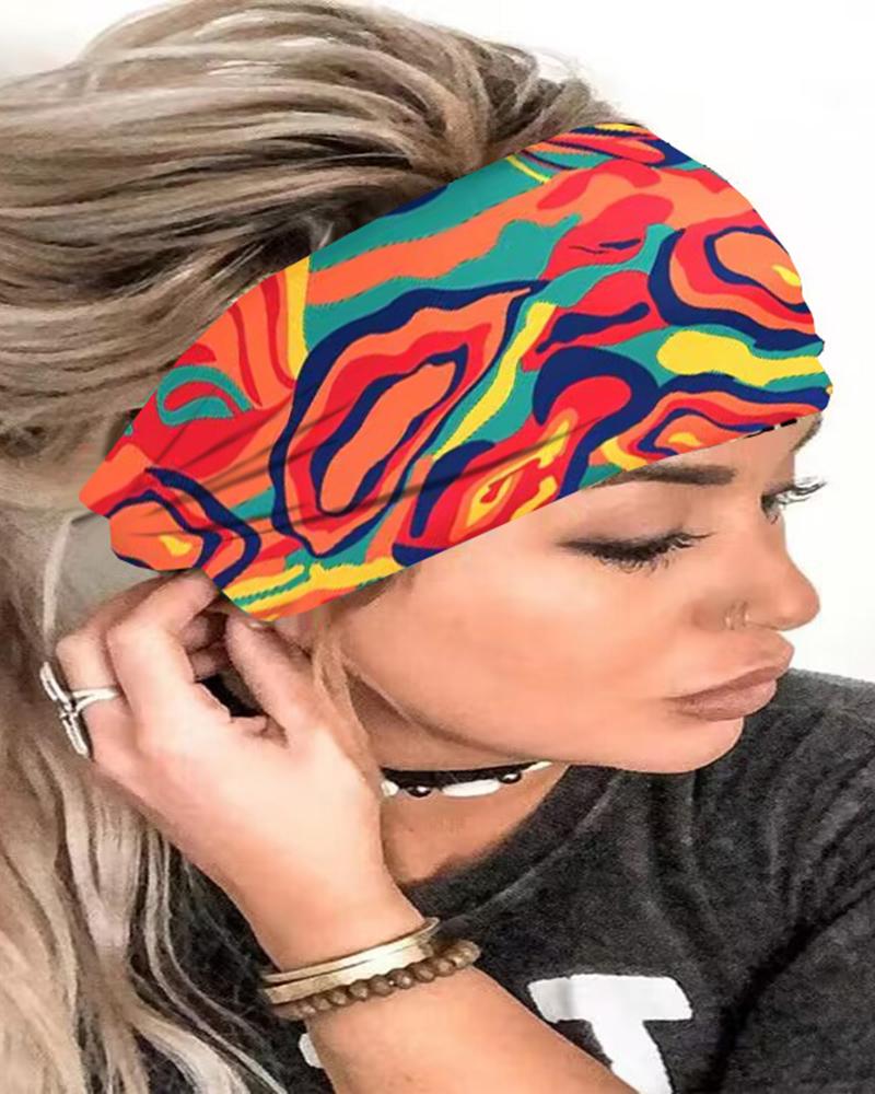 

1pc Multi-Color Abstract Print Sports Wide Headband, Multicolor