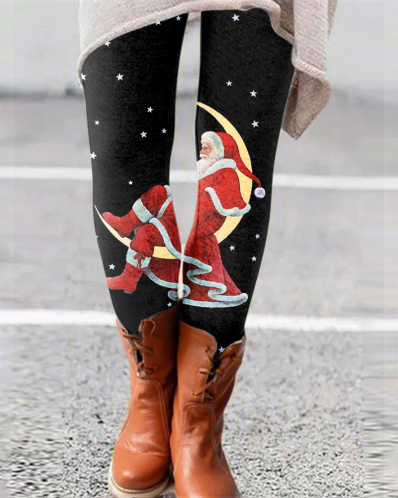 

Christmas Santa Claus Snowflake Print Leggings, Style7