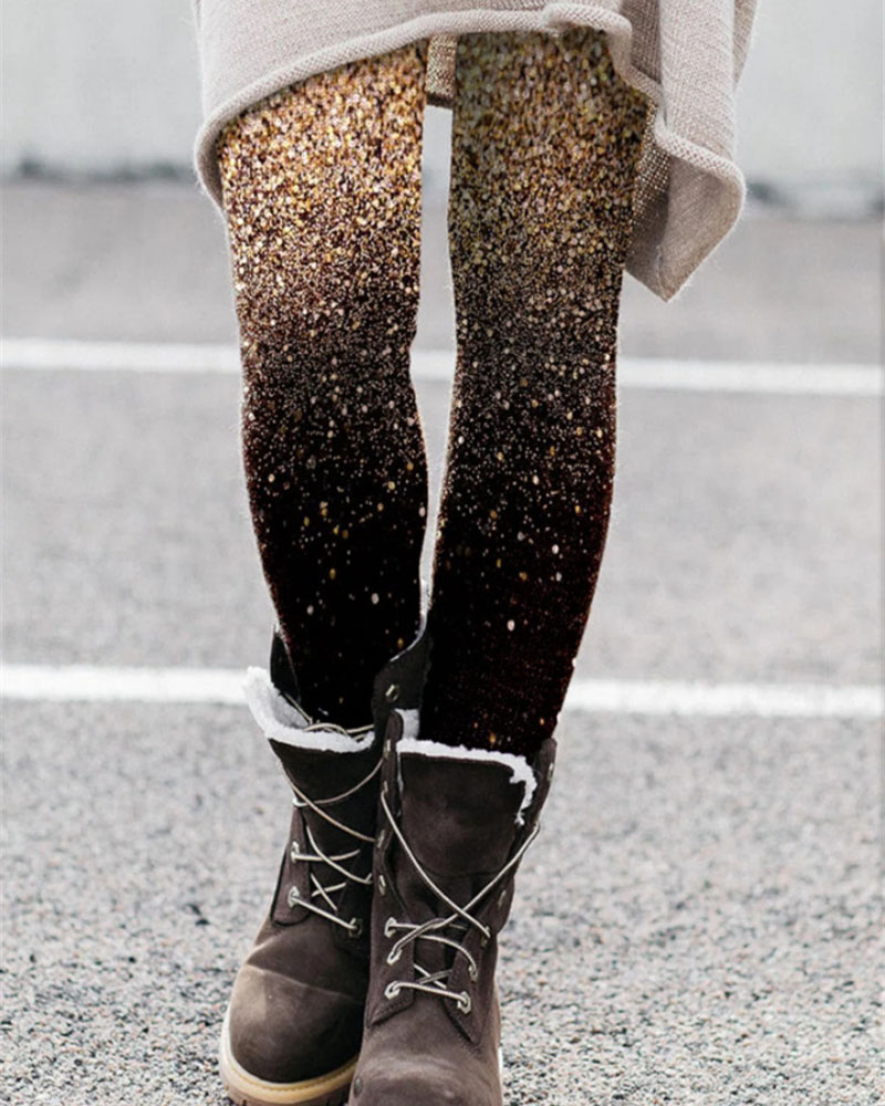 

Christmas Print Elastic Waist Leggings, Style4