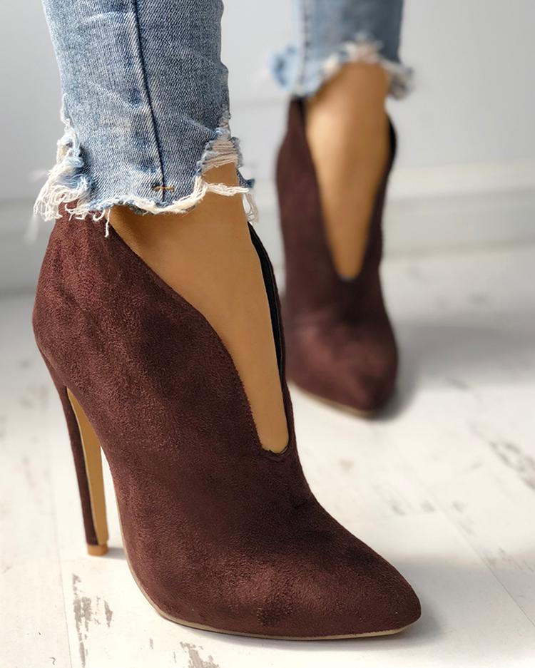 

Pointed Toe Stiletto Ankle Boots, Brown
