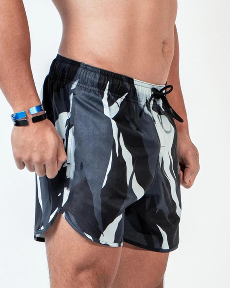 

Camouflage Print Slim Drawstring Shorts, Style3