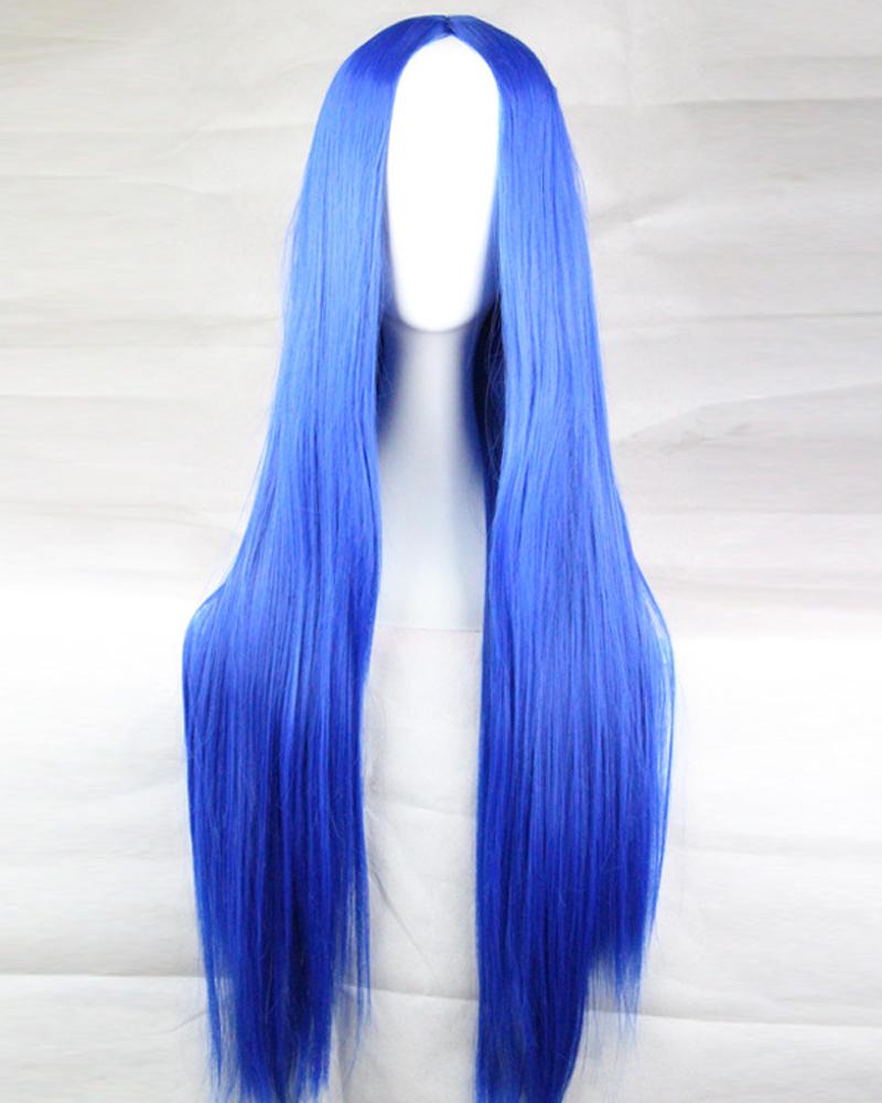 

Long Straight Hair Wig Natural Looking Cosplay Synthetic Wigs, Blue