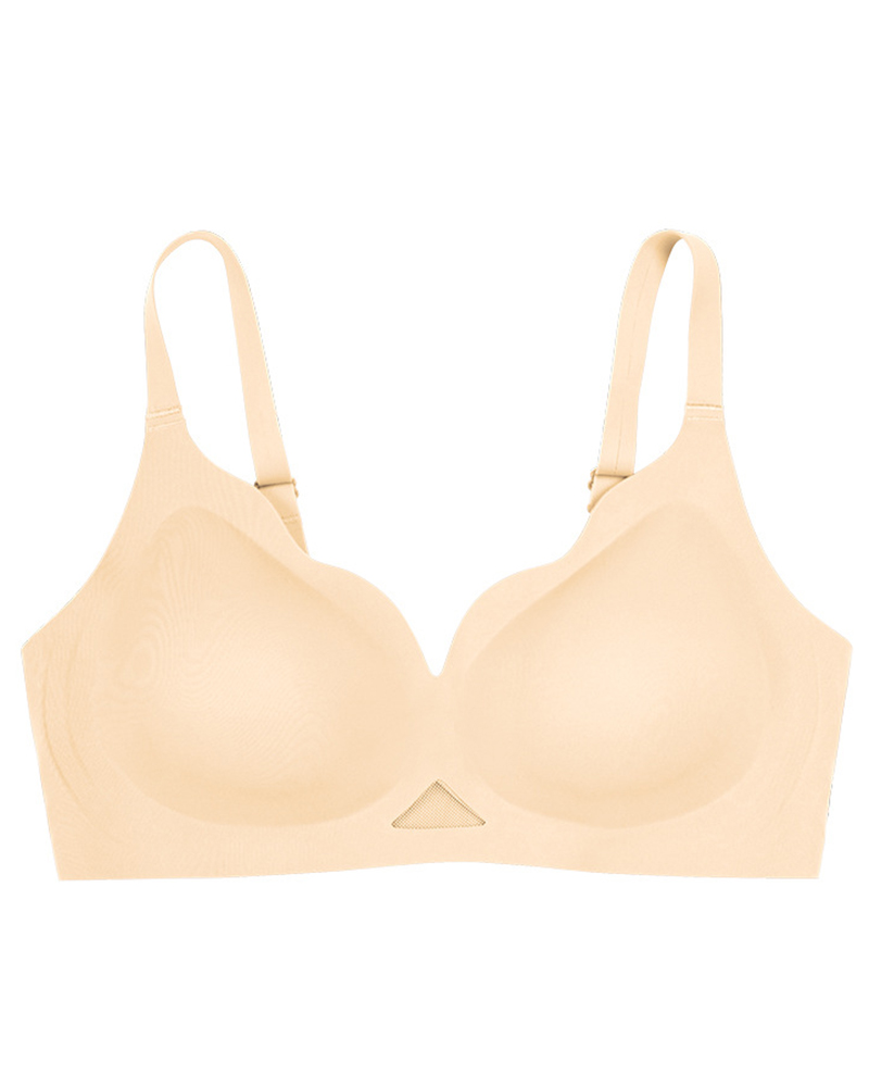 

Cutout Seamless Asymmetrical Wireless Bra, Nude