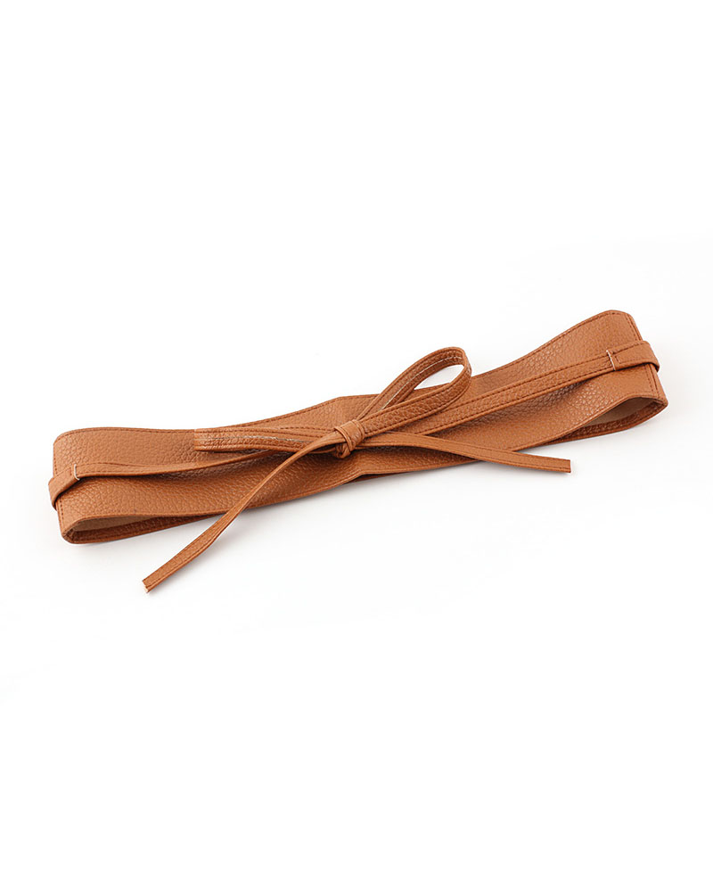 

1pc Minimalist Knot Decor Wide Band Belt, Brown