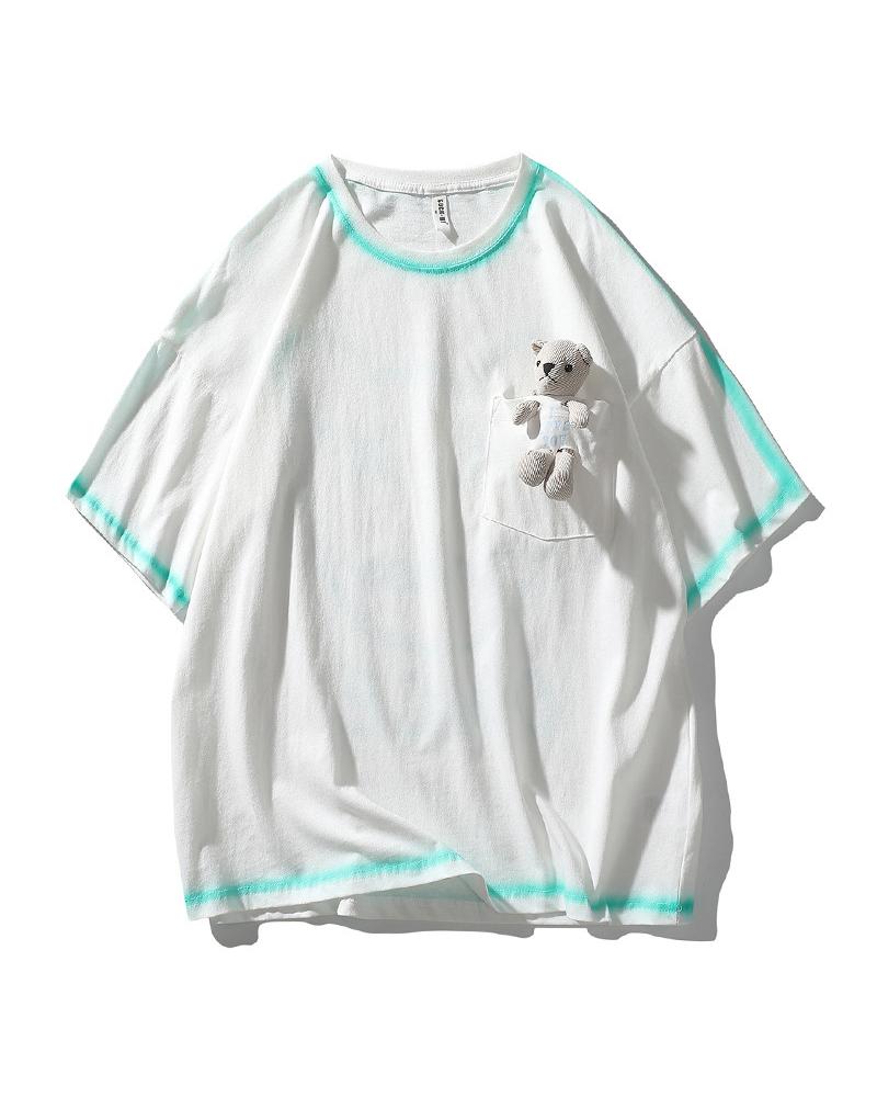 

Teddy Bear Patch Short Sleeve T-shirts, White