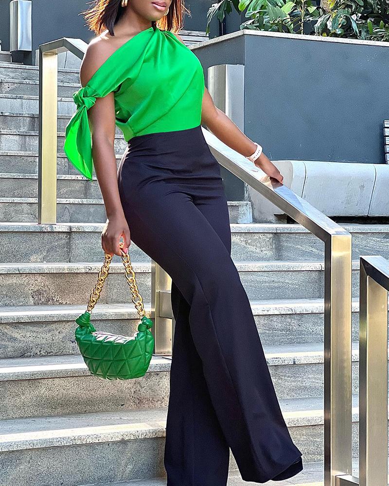 

Tied Detail Wide Leg Jumpsuit, Green