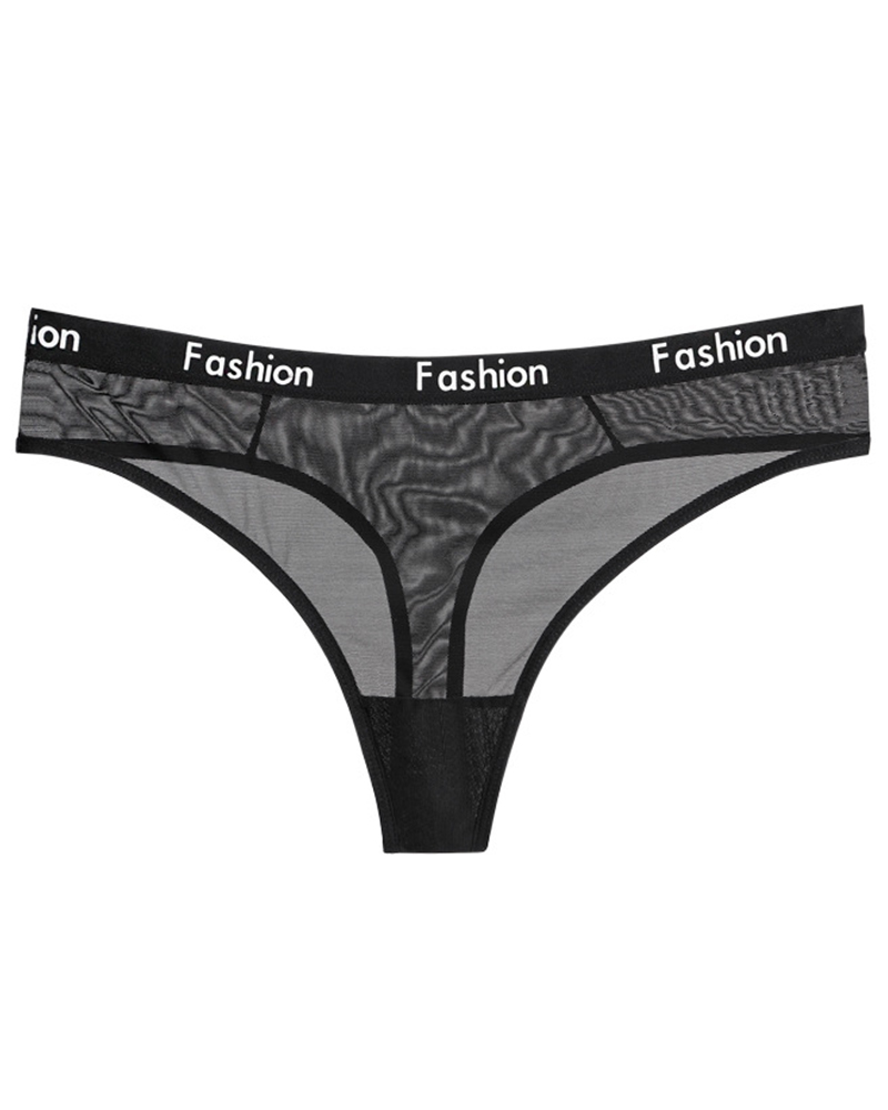 

Splicing Letter Print Low Waist Panties, Black