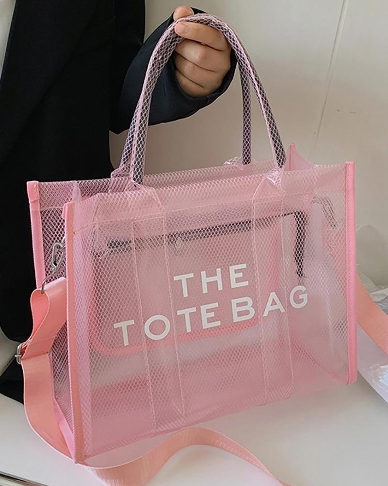 

Travel Versatile Transparent Shoulder Tote Bags, Pink