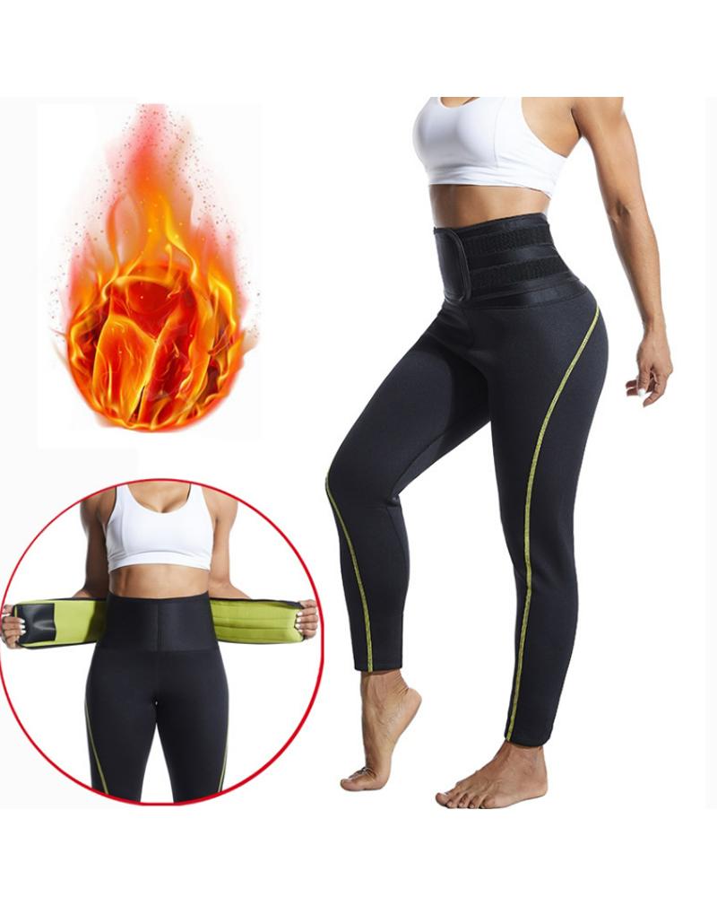 

Contrast Binding Sweat Sauna High Waist Tummy Control Leggings, Black