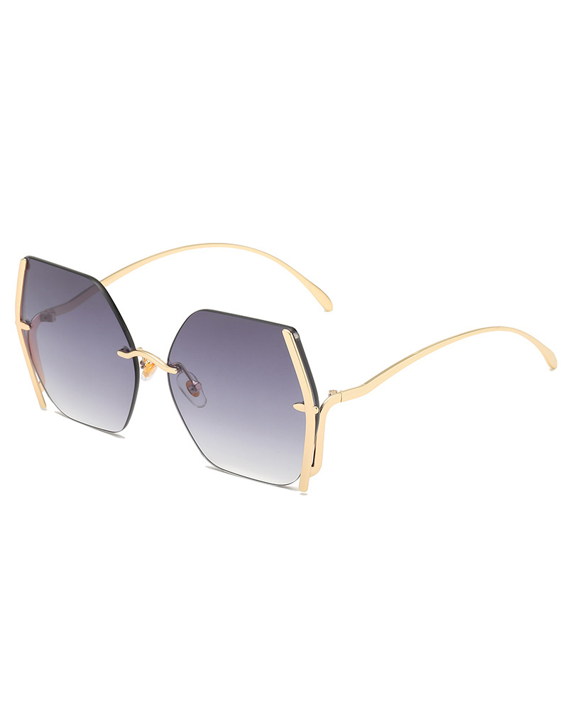 

1Pair Ombre Lens Irregular Rimless Fashion Sunglasses, Gray