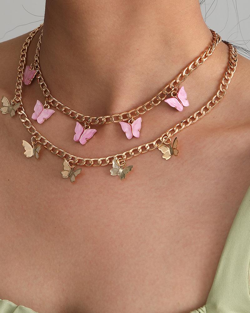 

Butterfly Pendant Chain Necklace, Gold