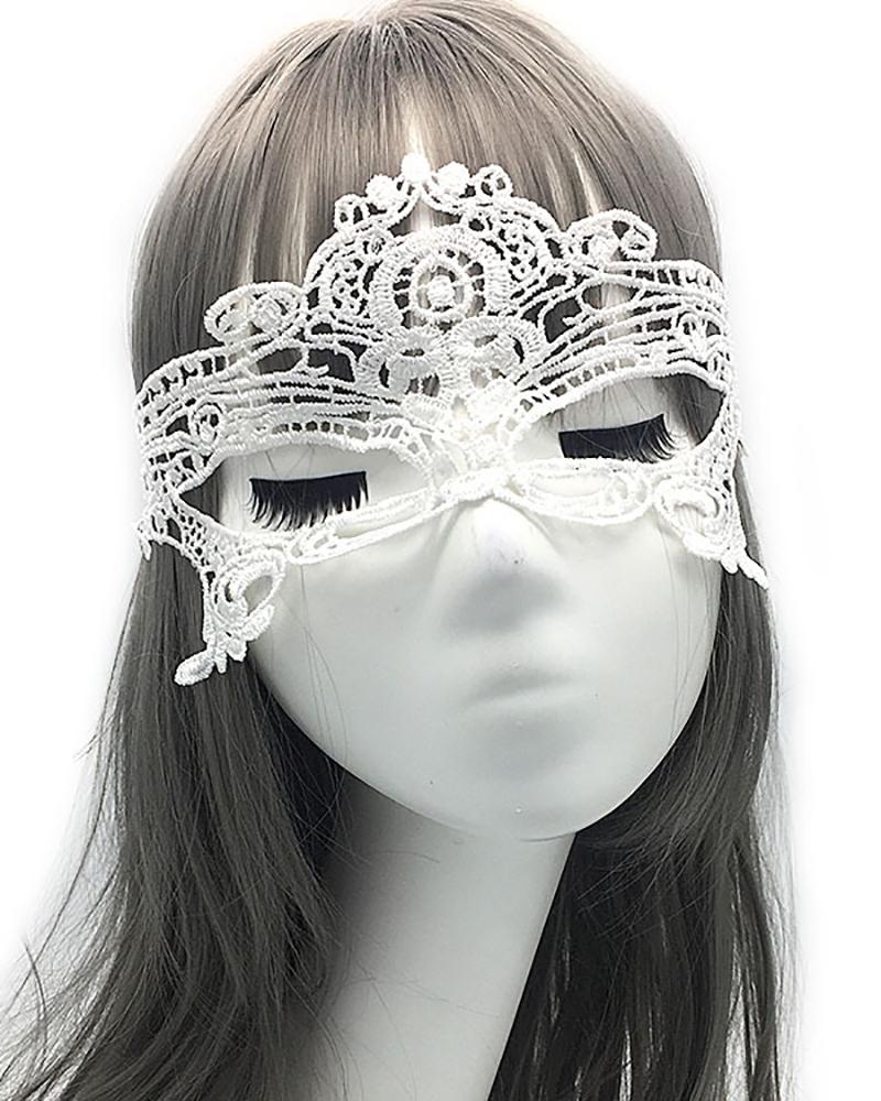 

Masquerades Costume Decoration Guipure Lace Eye Mask, White