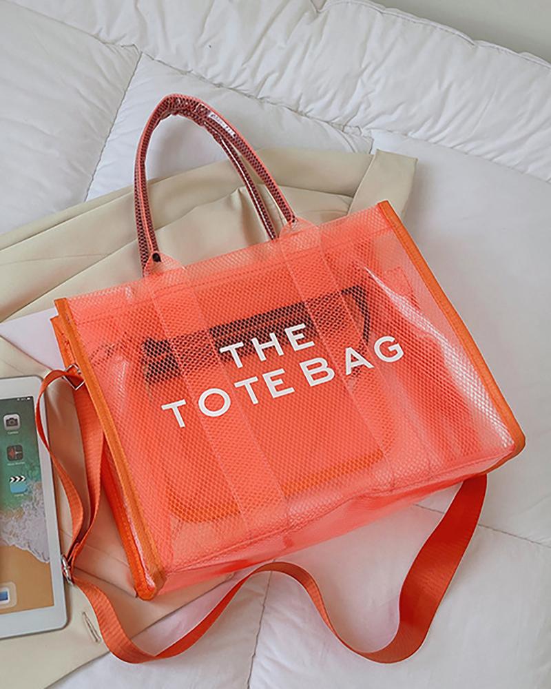 

Travel Versatile Transparent Shoulder Tote Bags, Orange