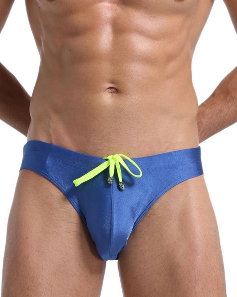 

Solid Color Drawstring Beach Short Pants, Dark blue