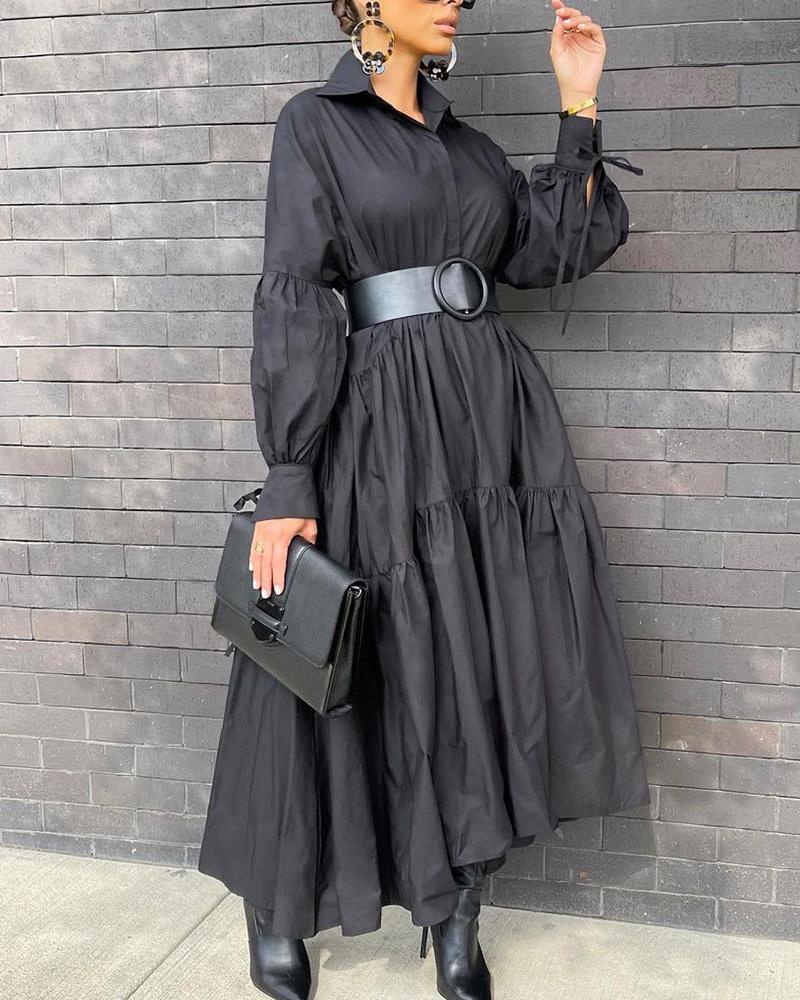

Long Sleeve Tie Detail Maxi Dress, Black