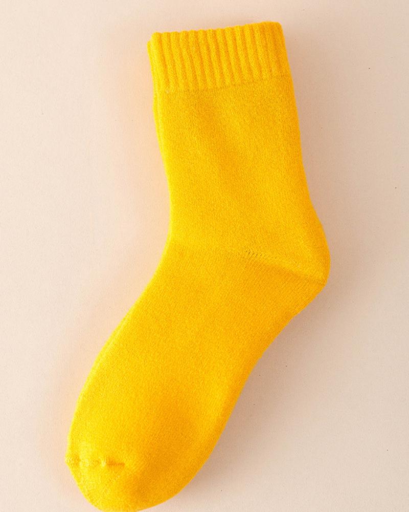 

1Pair Winter Fuzzy Thermal Crew Socks, Yellow