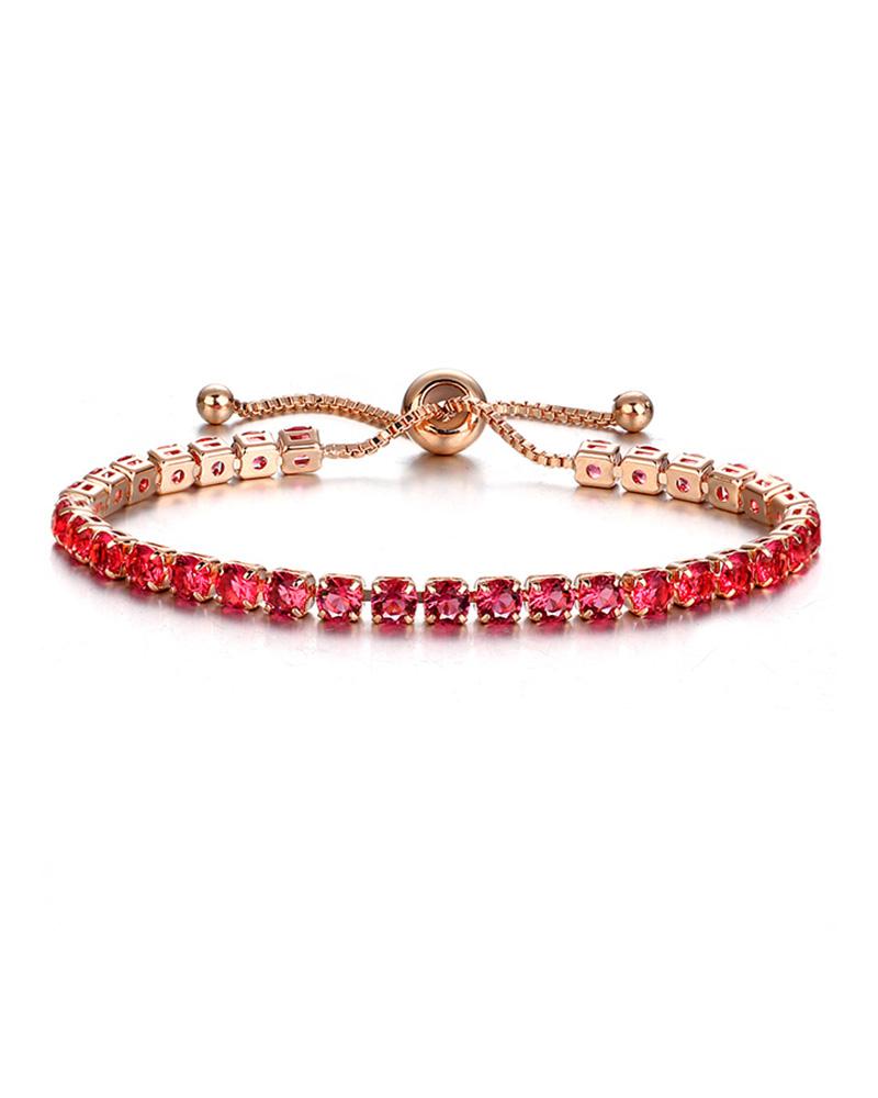 

Rhinestone Adjustable Chain Bracelet, Red