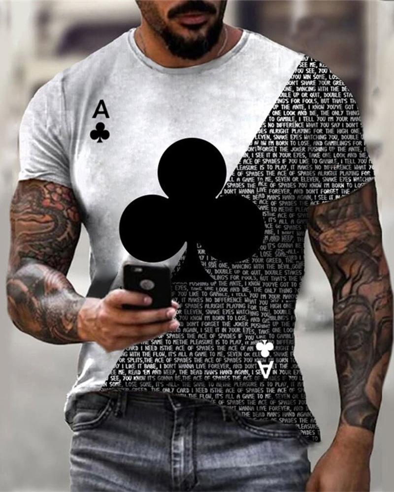 

Poker Print Short Sleeve T-shirts, White