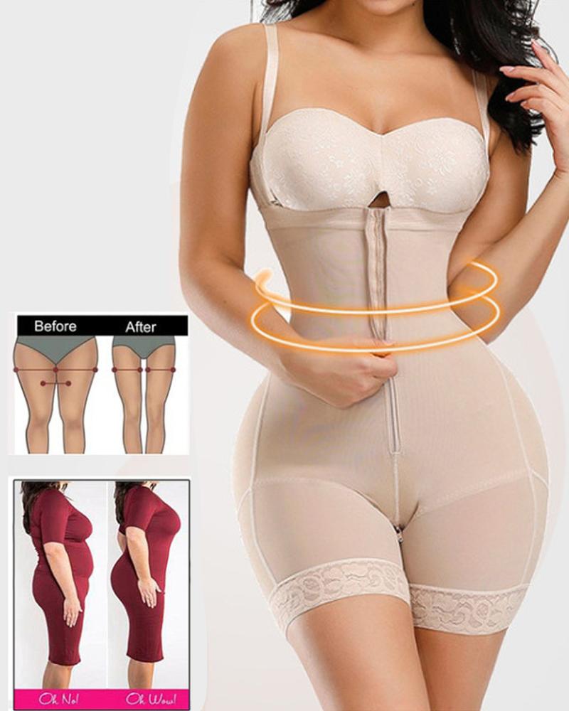 

Plus Size Body Shaping Tummy Control Bodysuit Waist Trainer Chest Support Abdomen Corset Shapewear, Apricot