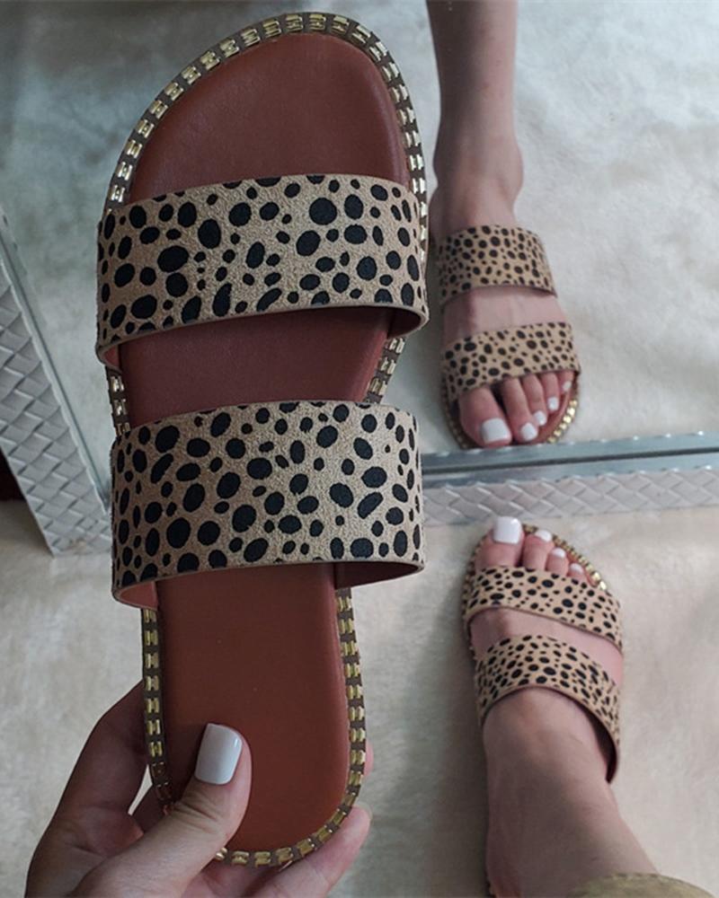 

Cheetah Double Strap Slippers, Leopard