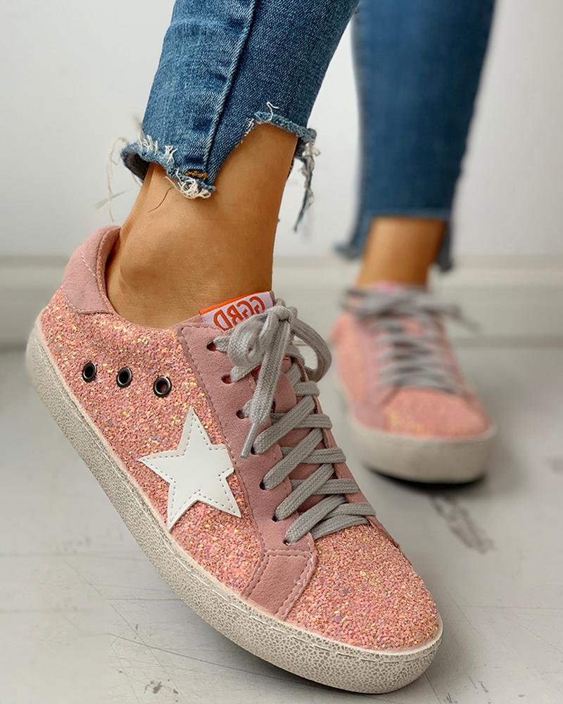 Zapatillas de deporte con cordones y lentejuelas Star Design