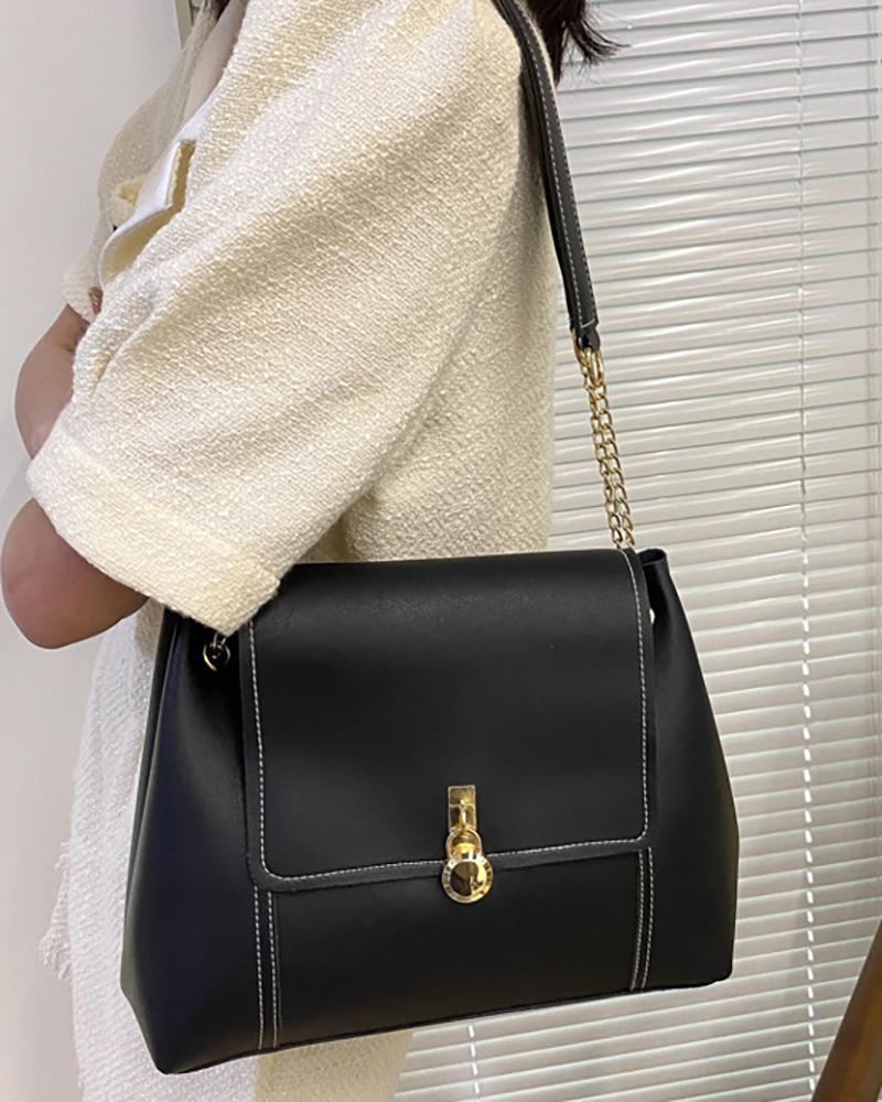 

Chain Strap Casual Tote Bag, Black