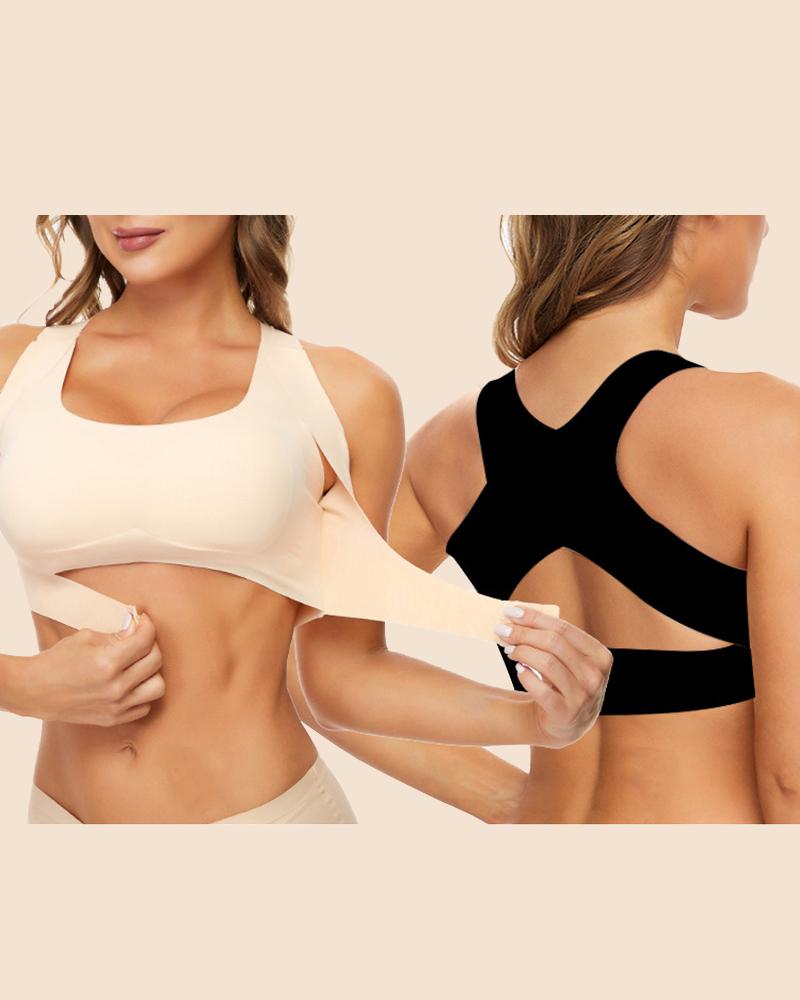 

Racer Back Hook Front Wireless Lifting Bralette, Nude