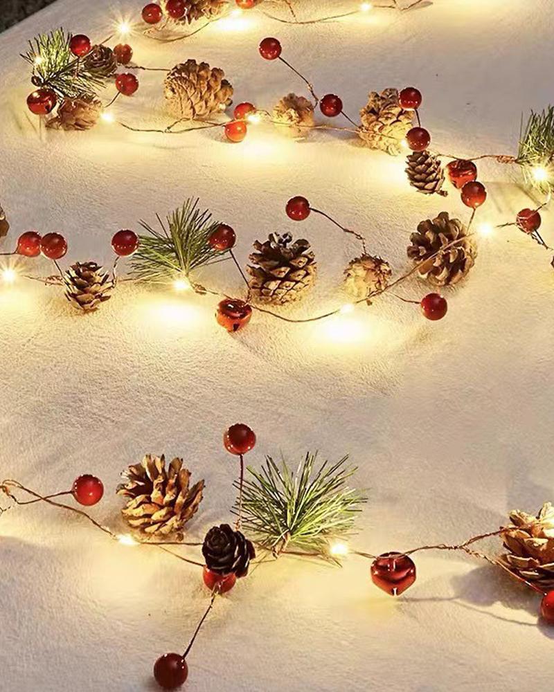 

1pc Christmas String Light 2M Battery Operated Jingle Bell LED String Light Holiday Garden Fireplace Christmas Tree New Year Decoration, Style3