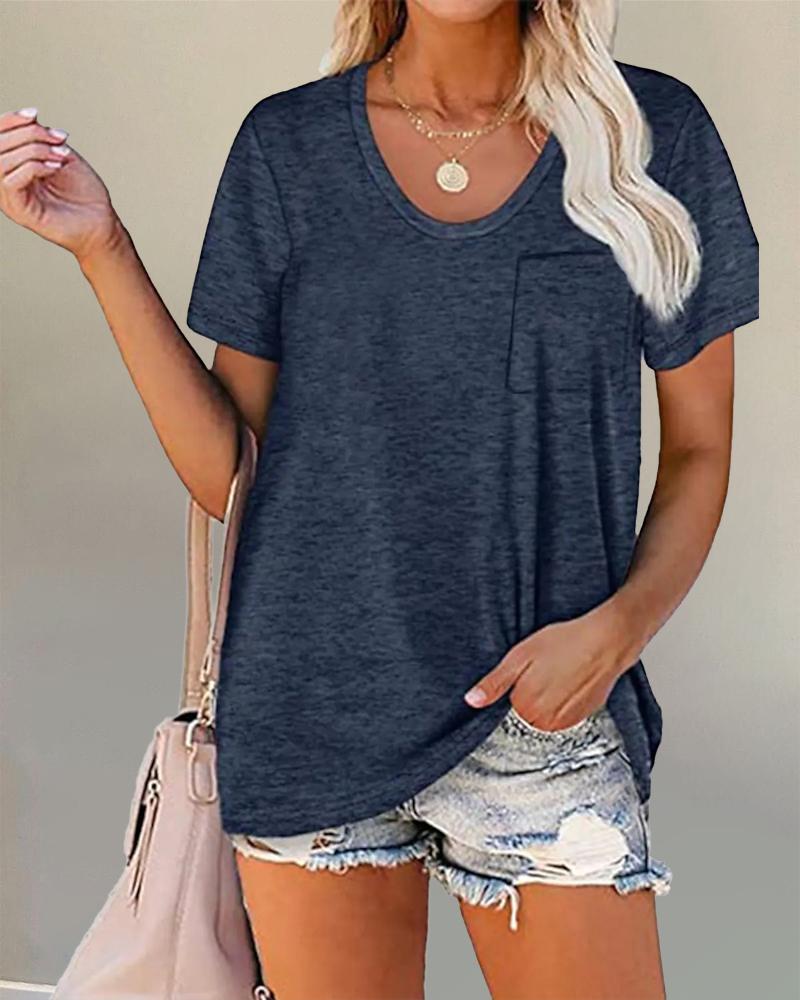 Kaufen Pocket Detail Short Sleeve Casual T-shirt. Bild