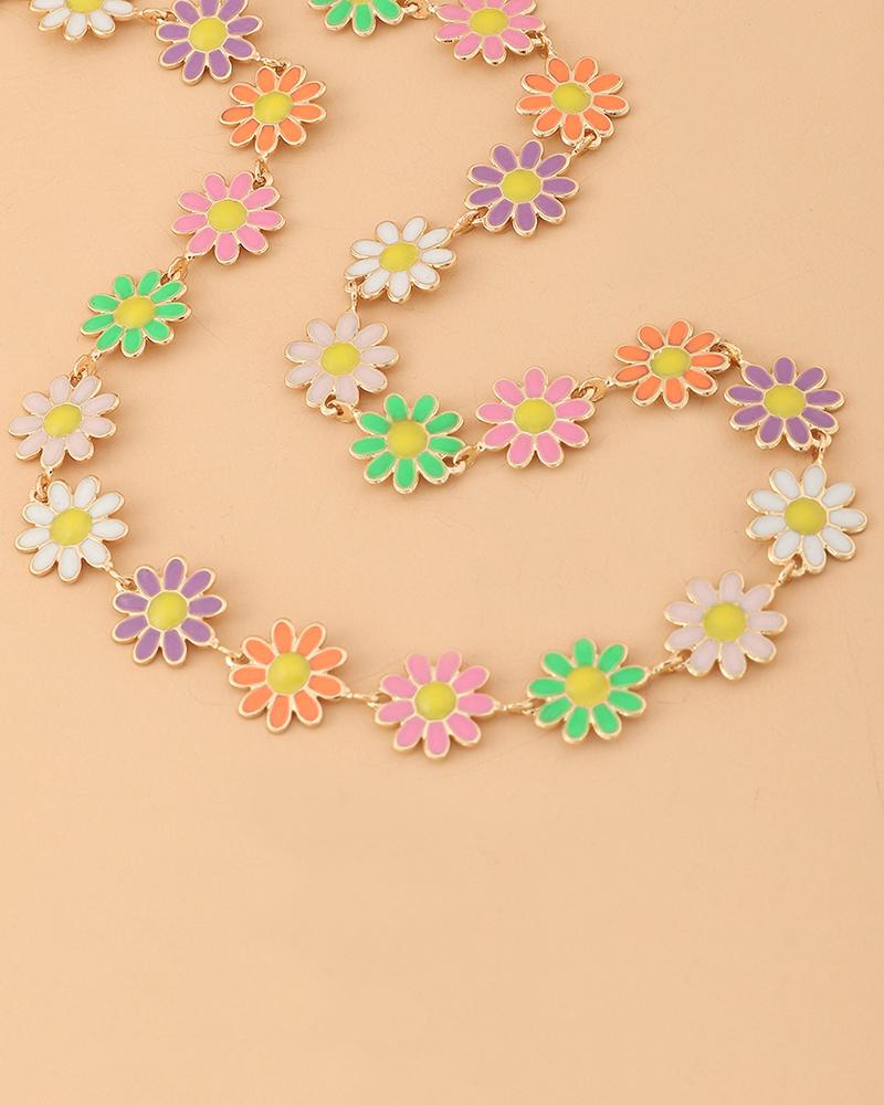 

Clan Colorful Daisy Pattern Necklace, Orange