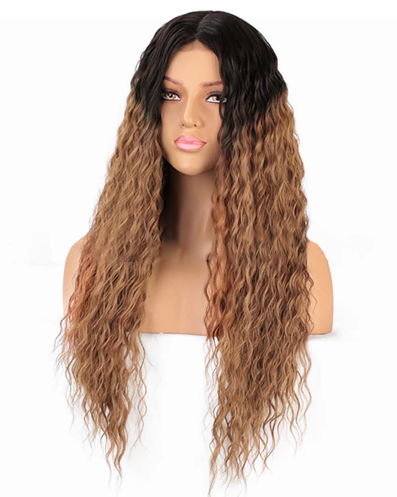 

Glueless Lace Front Wigs 26 Inches Water Wave Hair Wigs, Brown