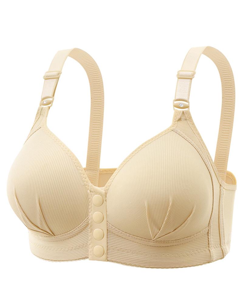 

Button Front Ruched Push Up Wireless Lifting Bra, Nude