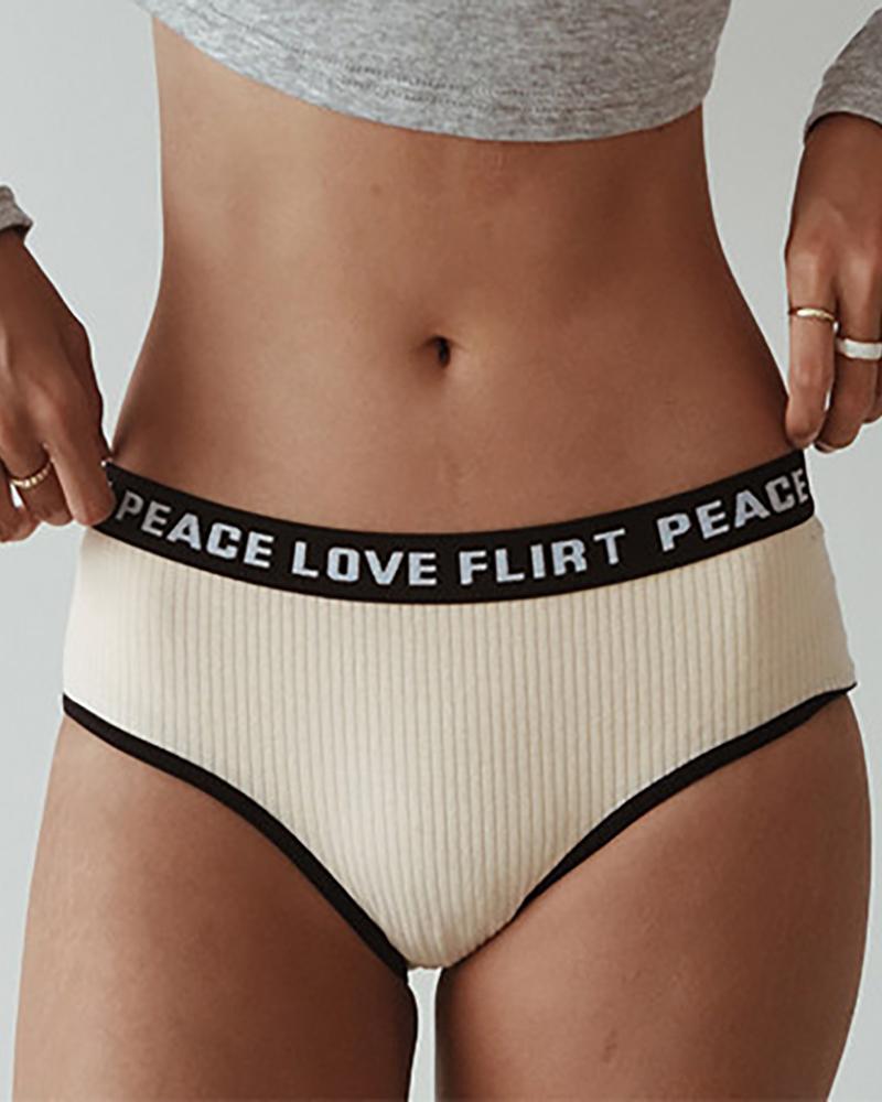 

Letter Print Colorblock Panty, Nude