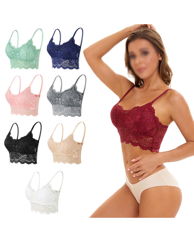 

Spaghetti Strap Lace Bralette, Wine red