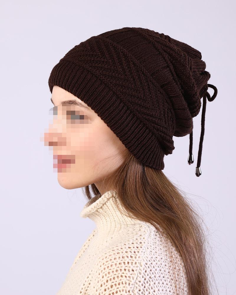 

1pc Multi-way Wear Warm Knit Beanie Hat Neck Warmer Scarf, Coffee