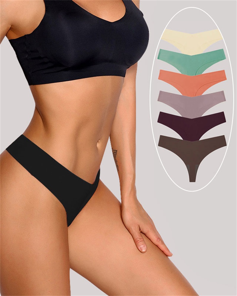 

Seamless Plain Thong Panty, Black