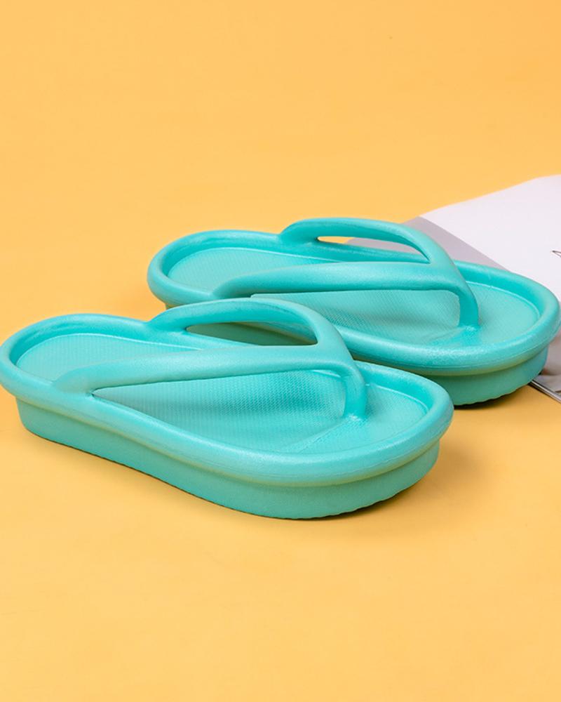 

Chic Womens Round Toe Home Flip Flops Platform Shoes, Light green