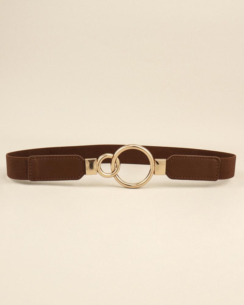

O-Ring Elastic Waist Fashionable Belt, Brown