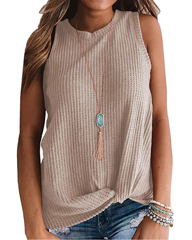 

Twist Design Casual Tank Top, Khaki
