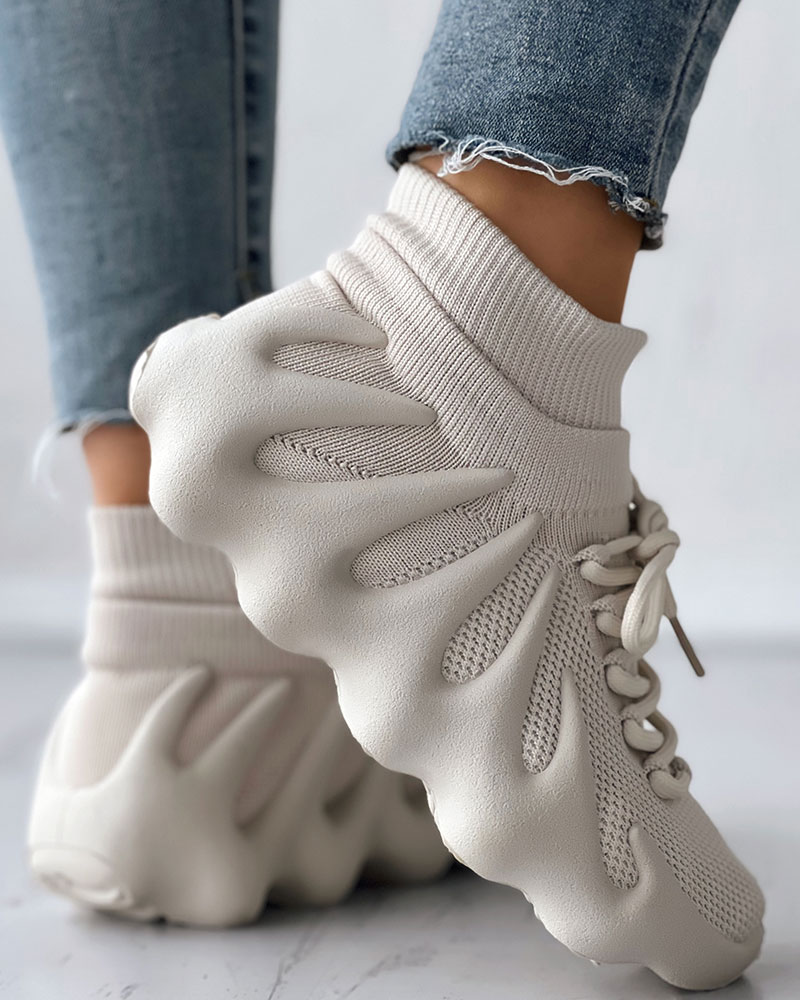

Lace-up Breathable Octopus Sneakers, Beige