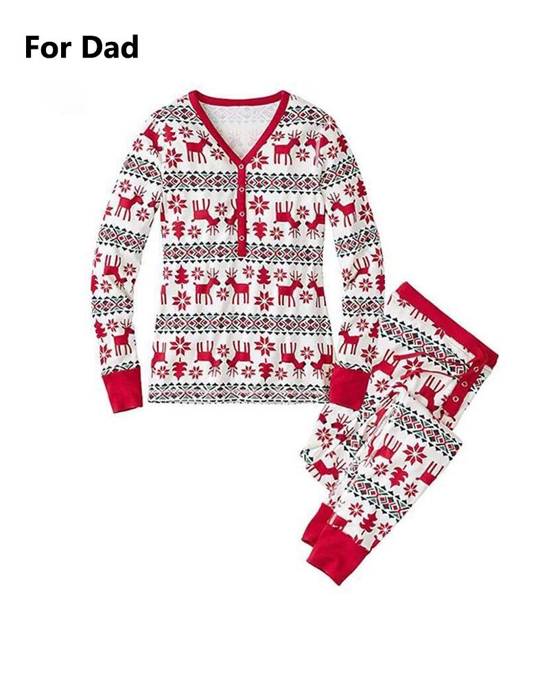 

Christmas Mixed Print Casual Top & Pants Set For Dad, Red
